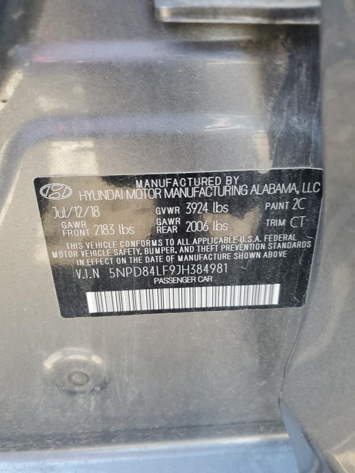 5NPD84LF9JH384981 2018 Hyundai Elantra Sel