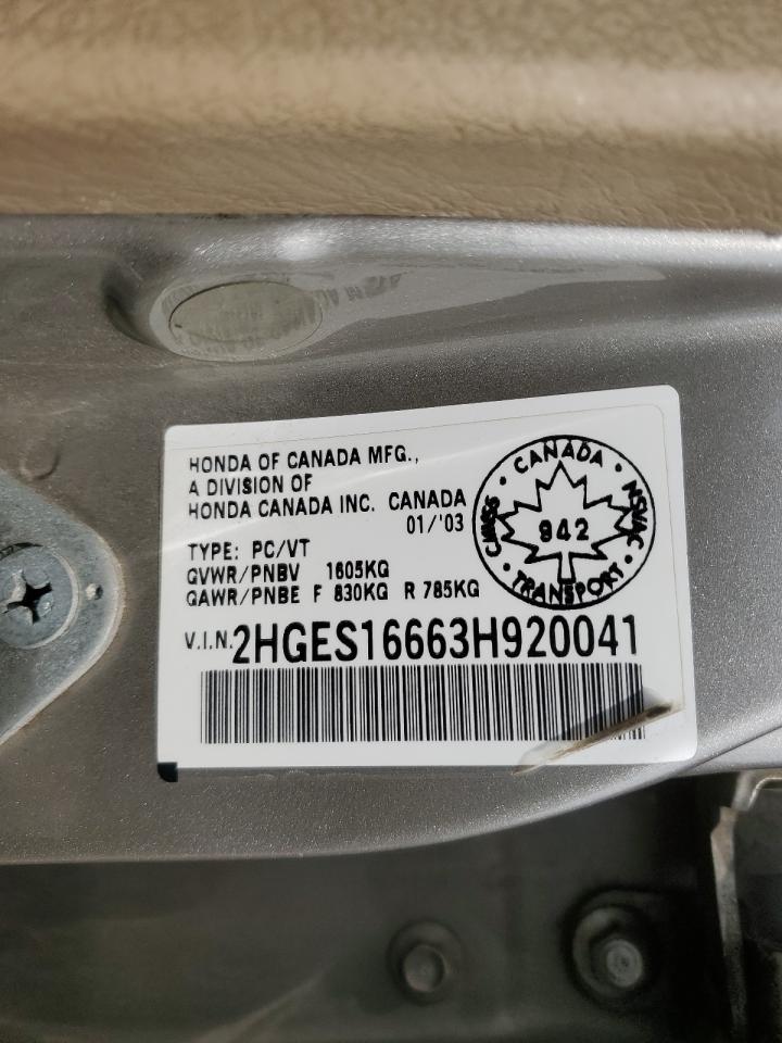 2HGES16663H920041 2003 Honda Civic Lx