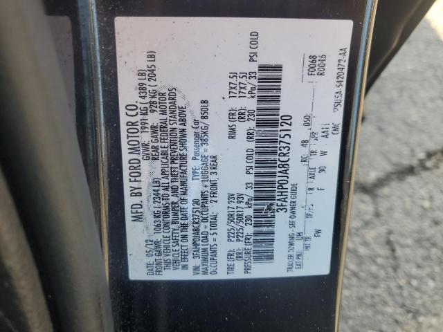 2012 Ford Fusion Sel VIN: 3FAHP0JA8CR375120 Lot: 54670714