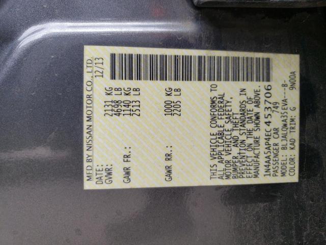 2014 Nissan Maxima S VIN: 1N4AA5AP4EC453706 Lot: 56250034