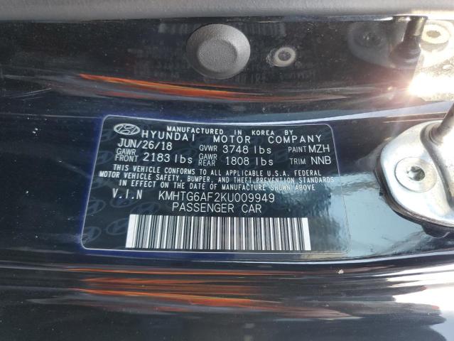 2019 Hyundai Veloster Base VIN: KMHTG6AF2KU009949 Lot: 53881154