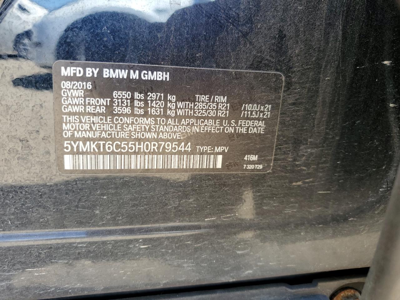 5YMKT6C55H0R79544 2017 BMW X5 M