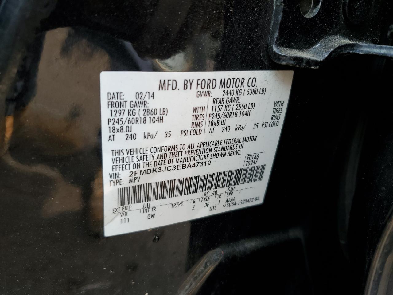 2FMDK3JC3EBA47319 2014 Ford Edge Sel