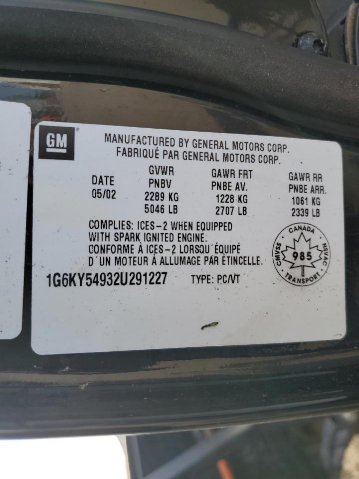 1g6ky54932u291227 1G6KY54932U291227 2002 Cadillac Seville Sts