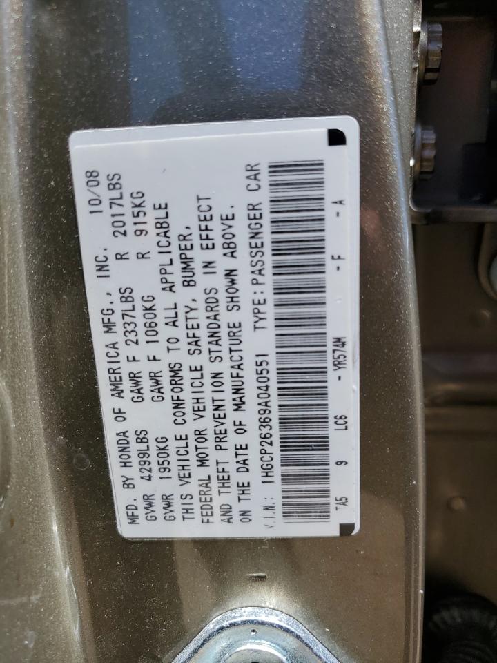 1HGCP26369A040551 2009 Honda Accord Lx