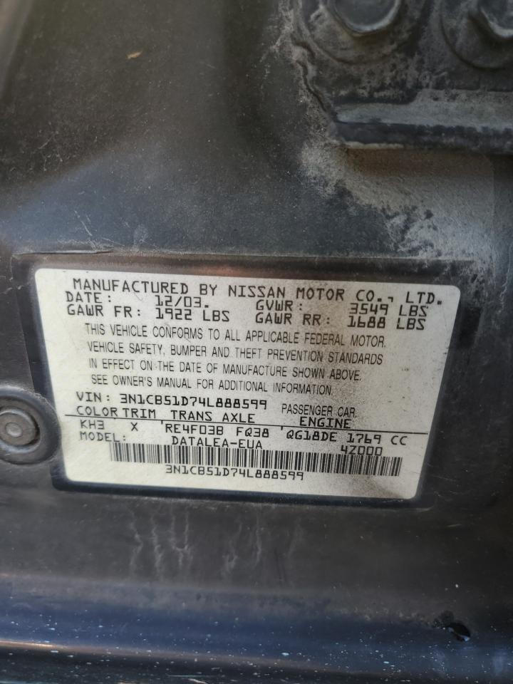 3N1CB51D74L888599 2004 Nissan Sentra 1.8