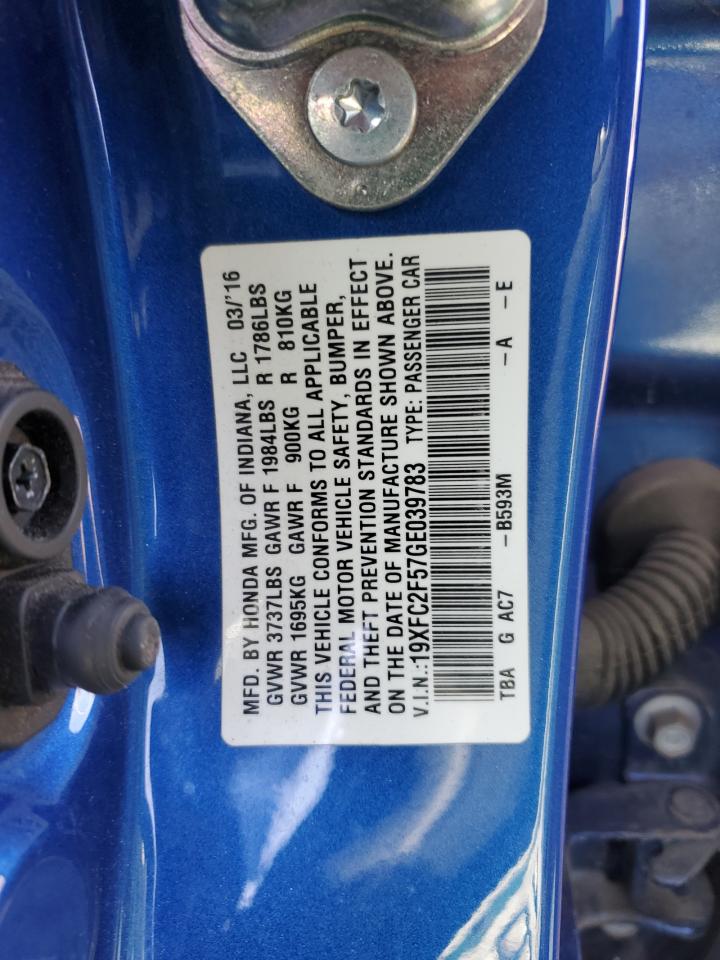 19XFC2F57GE039783 2016 Honda Civic Lx