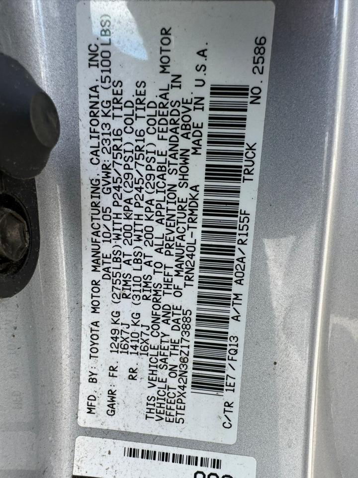 5TEPX42N36Z173885 2006 Toyota Tacoma