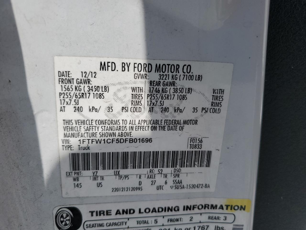 1FTFW1CF5DFB01696 2013 Ford F150 Supercrew