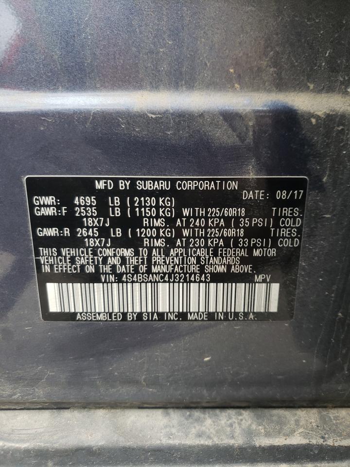 4S4BSANC4J3214643 2018 Subaru Outback 2.5I Limited