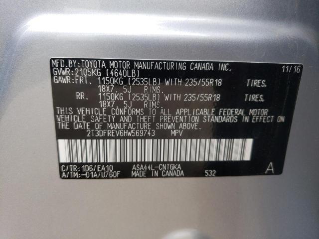 2017 Toyota Rav4 Limited VIN: 2T3DFREV6HW569743 Lot: 56618584