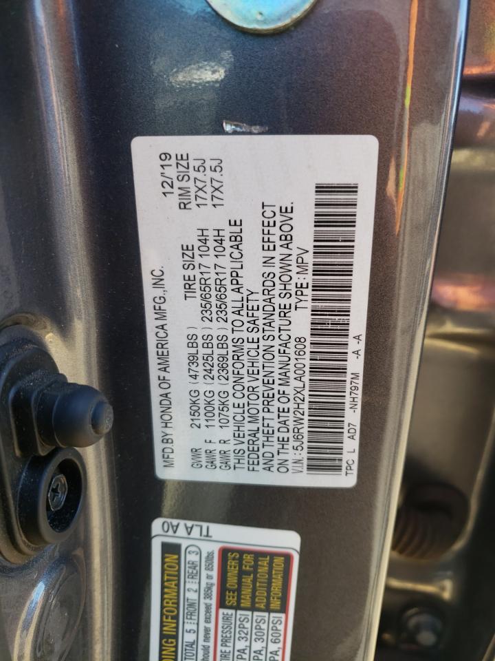 5J6RW2H2XLA001608 2020 Honda Cr-V Lx