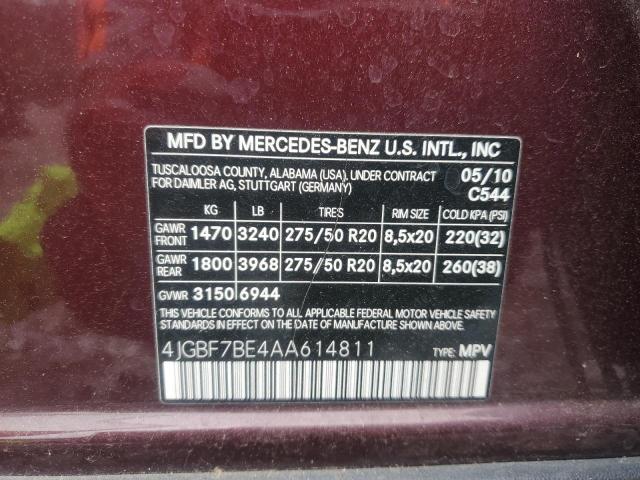 2010 Mercedes-Benz Gl 450 4Matic VIN: 4JGBF7BE4AA614811 Lot: 54157094