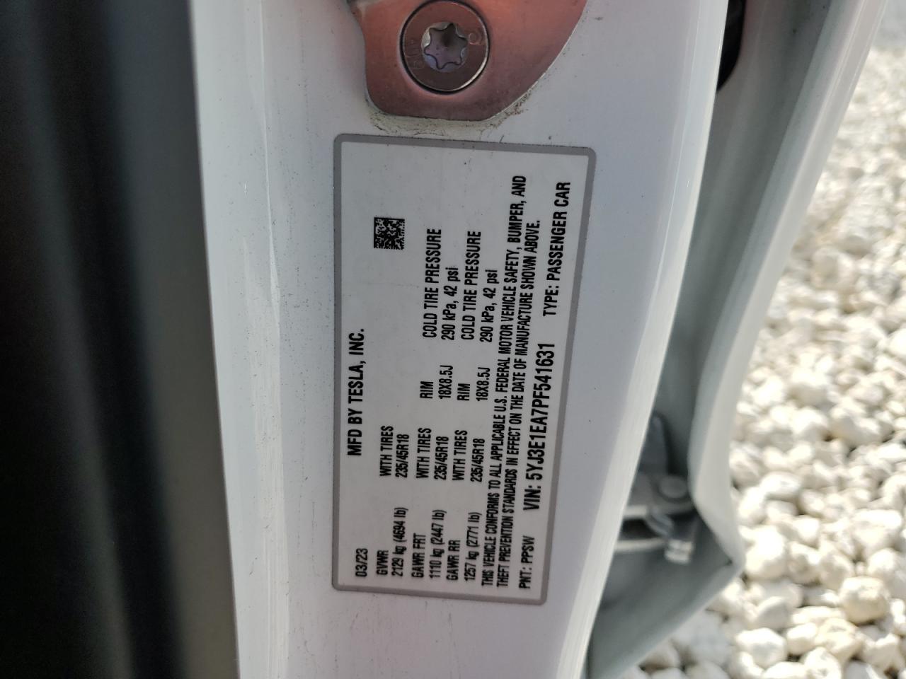 5YJ3E1EA7PF541631 2023 Tesla Model 3