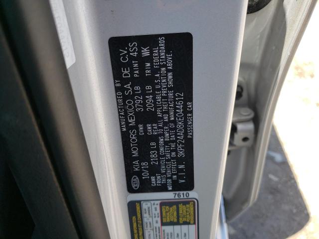 2019 Kia Forte Fe VIN: 3KPF24AD8KE044612 Lot: 55206714