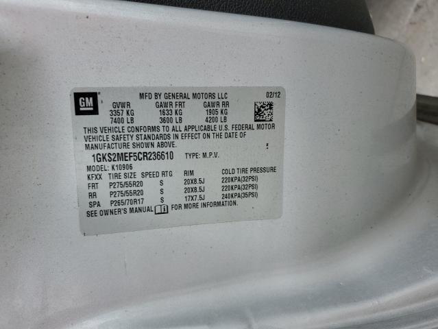 2012 GMC Yukon Xl Denali VIN: 1GKS2MEF5CR236610 Lot: 55476614