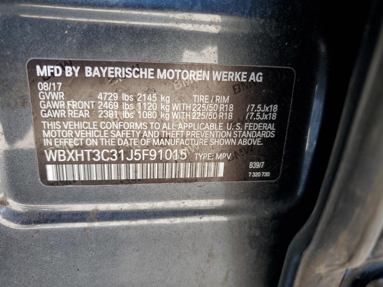 WBXHT3C31J5F91015 2018 BMW X1 xDrive28I