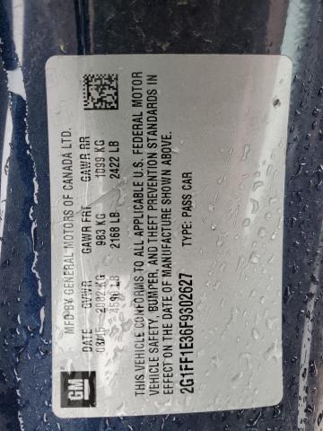 2015 Chevrolet Camaro Lt VIN: 2G1FF1E36F9302627 Lot: 49224434