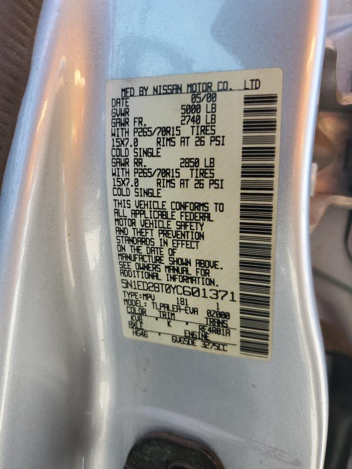 5N1ED28T0YC601371 2000 Nissan Xterra Xe