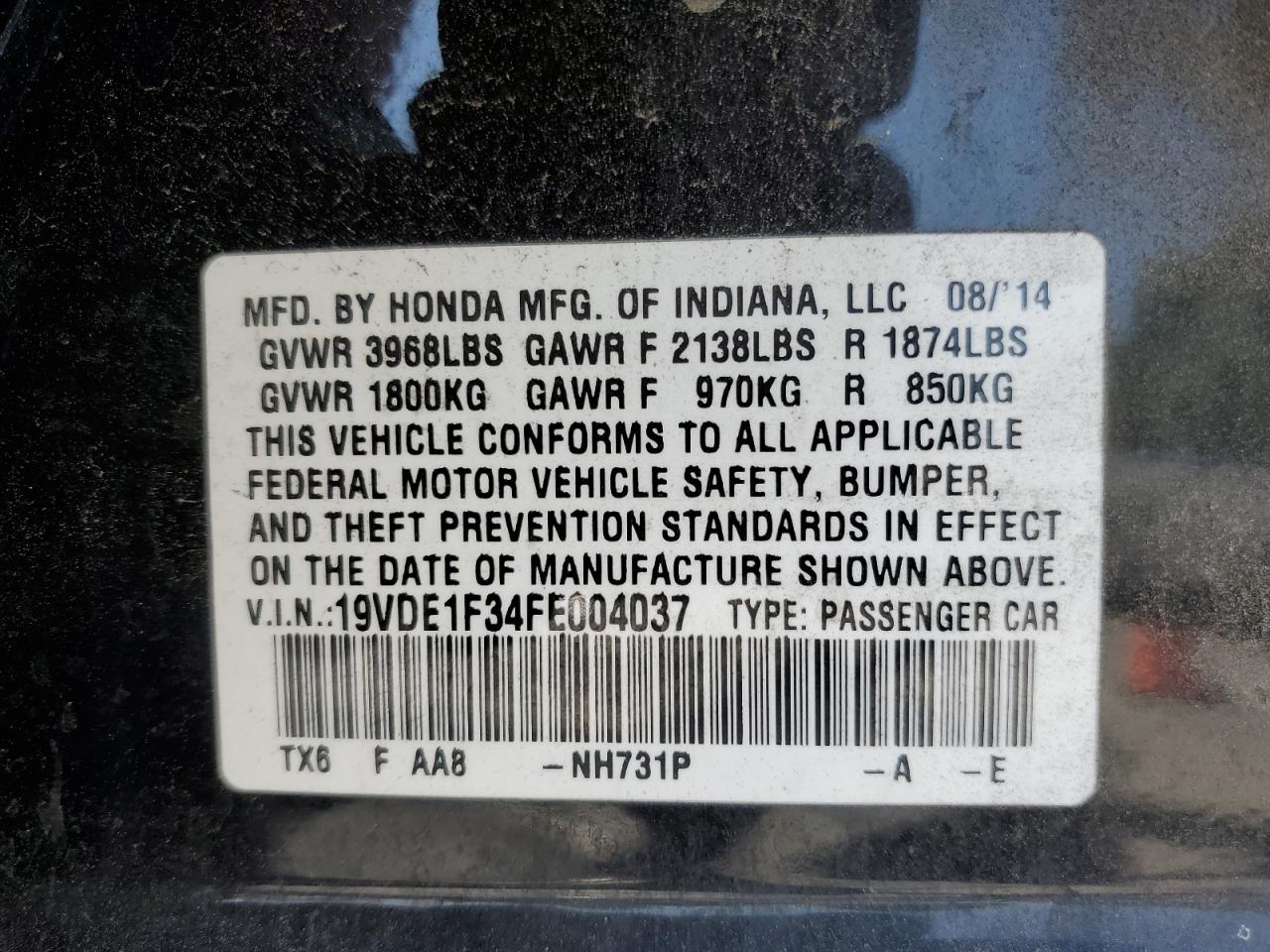 19VDE1F34FE004037 2015 Acura Ilx 20