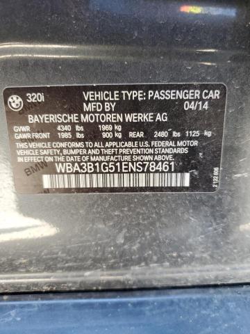 2014 BMW 320 I VIN: WBA3B1G51ENS78461 Lot: 56528414