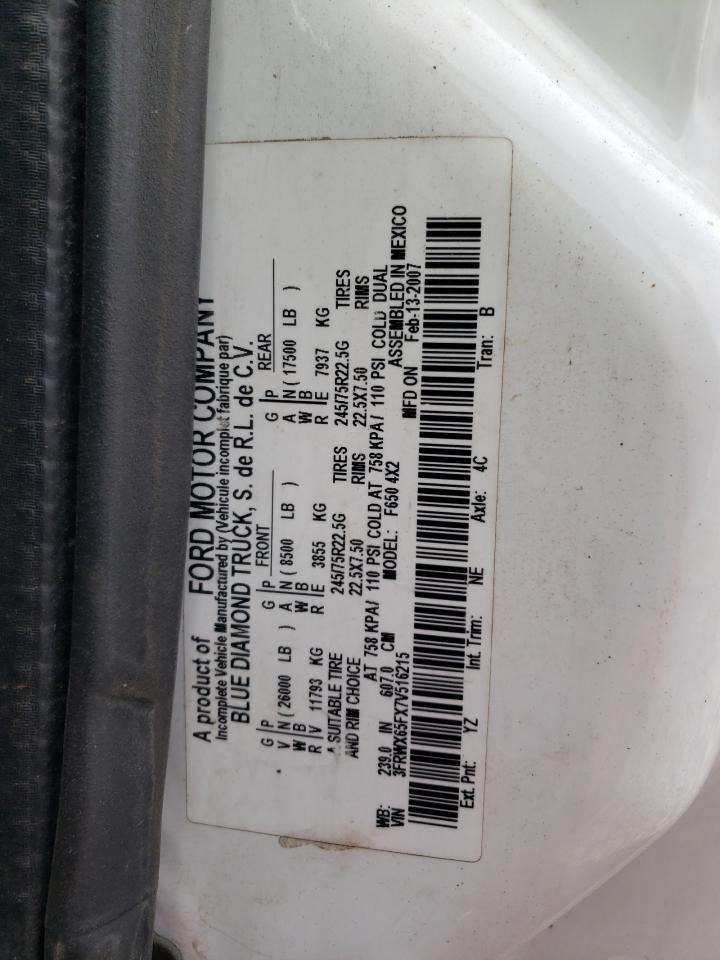 3FRWX65FX7V516215 2007 Ford F650 Super Duty