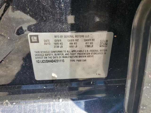 2013 Chevrolet Sonic Lt VIN: 1G1JC5SH4D4231115 Lot: 56654134