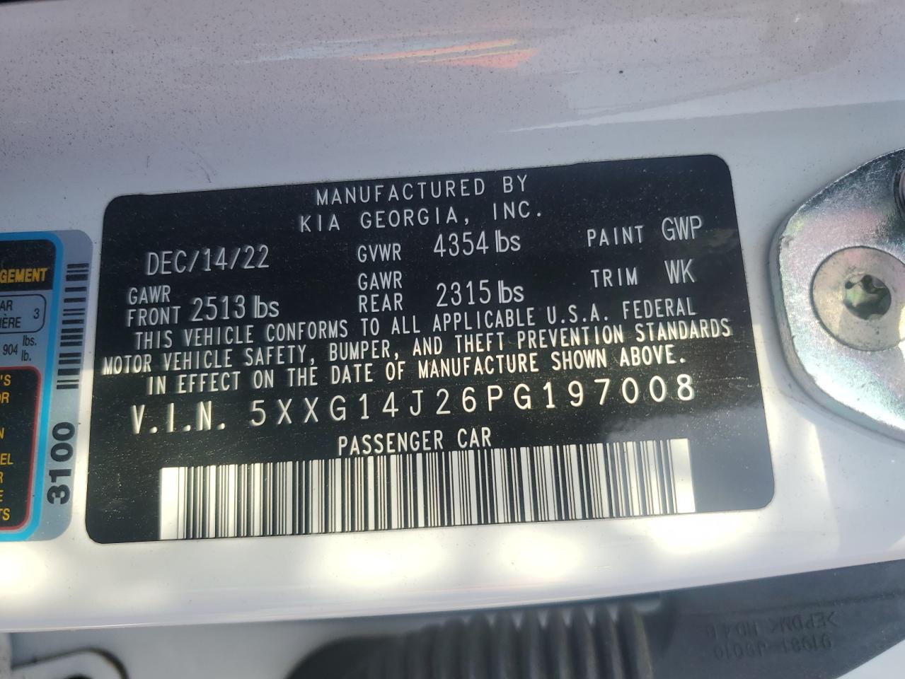 5XXG14J26PG197008 2023 Kia K5 Lxs