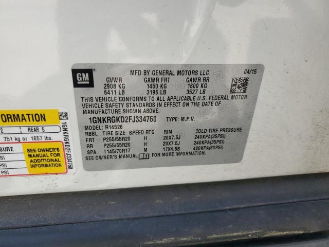 2015 CHEVROLET TRAVERSE L - 1GNKRGKD2FJ334760