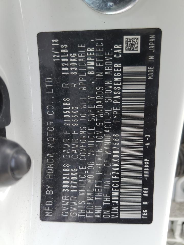 JHMFC1F70KX007566 2019 Honda Civic Exl