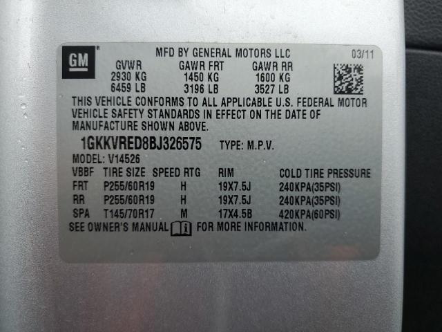 2011 GMC Acadia Slt-1 VIN: 1GKKVRED8BJ326575 Lot: 55922954