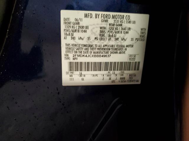 2011 Ford Edge Sel VIN: 2FMDK4JCXBBB49637 Lot: 55410004