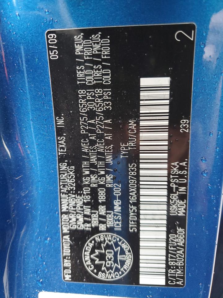 5TFDY5F16AX097835 2010 Toyota Tundra Crewmax Sr5