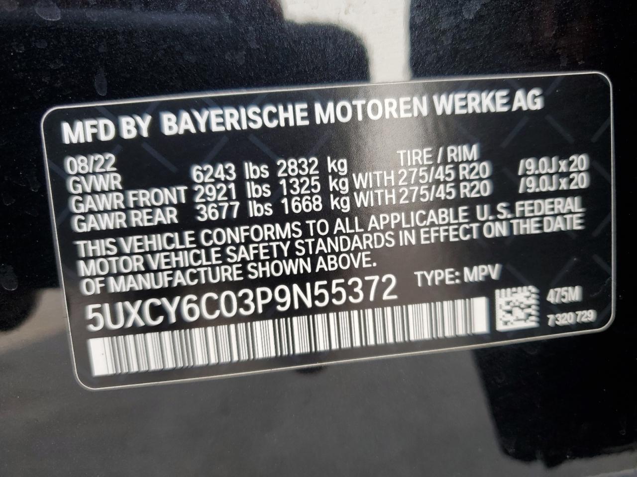 5UXCY6C03P9N55372 2023 BMW X6 xDrive40I