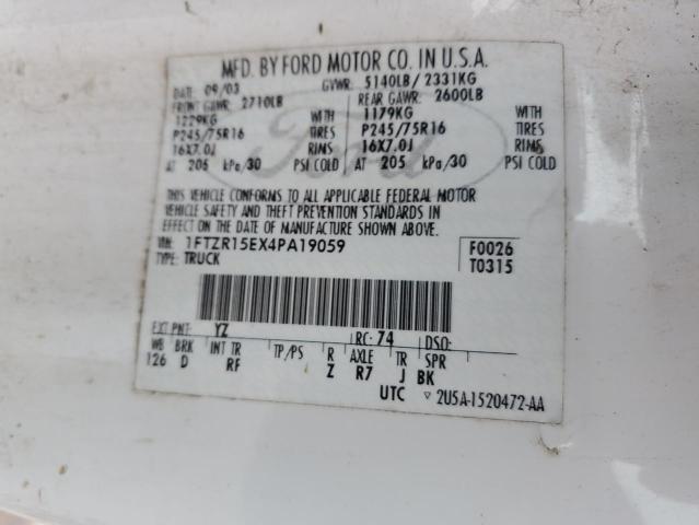 2004 Ford Ranger Super Cab VIN: 1FTZR15EX4PA19059 Lot: 56302384