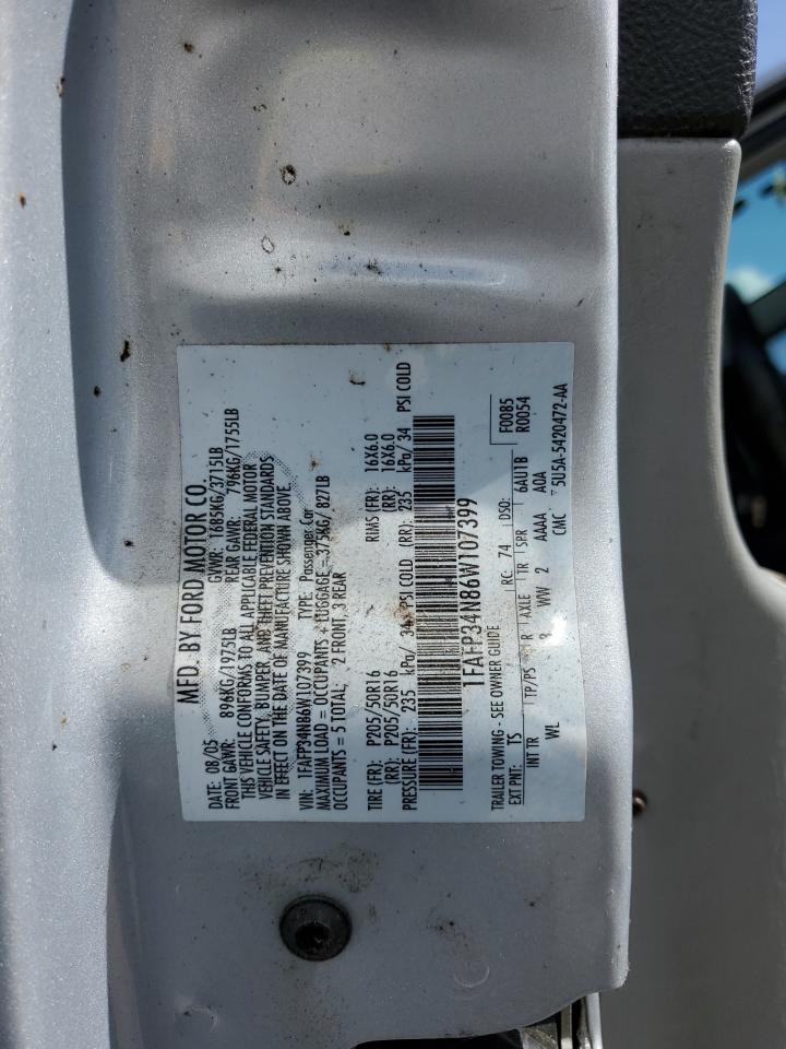 1FAFP34N86W107399 2006 Ford Focus Zx4