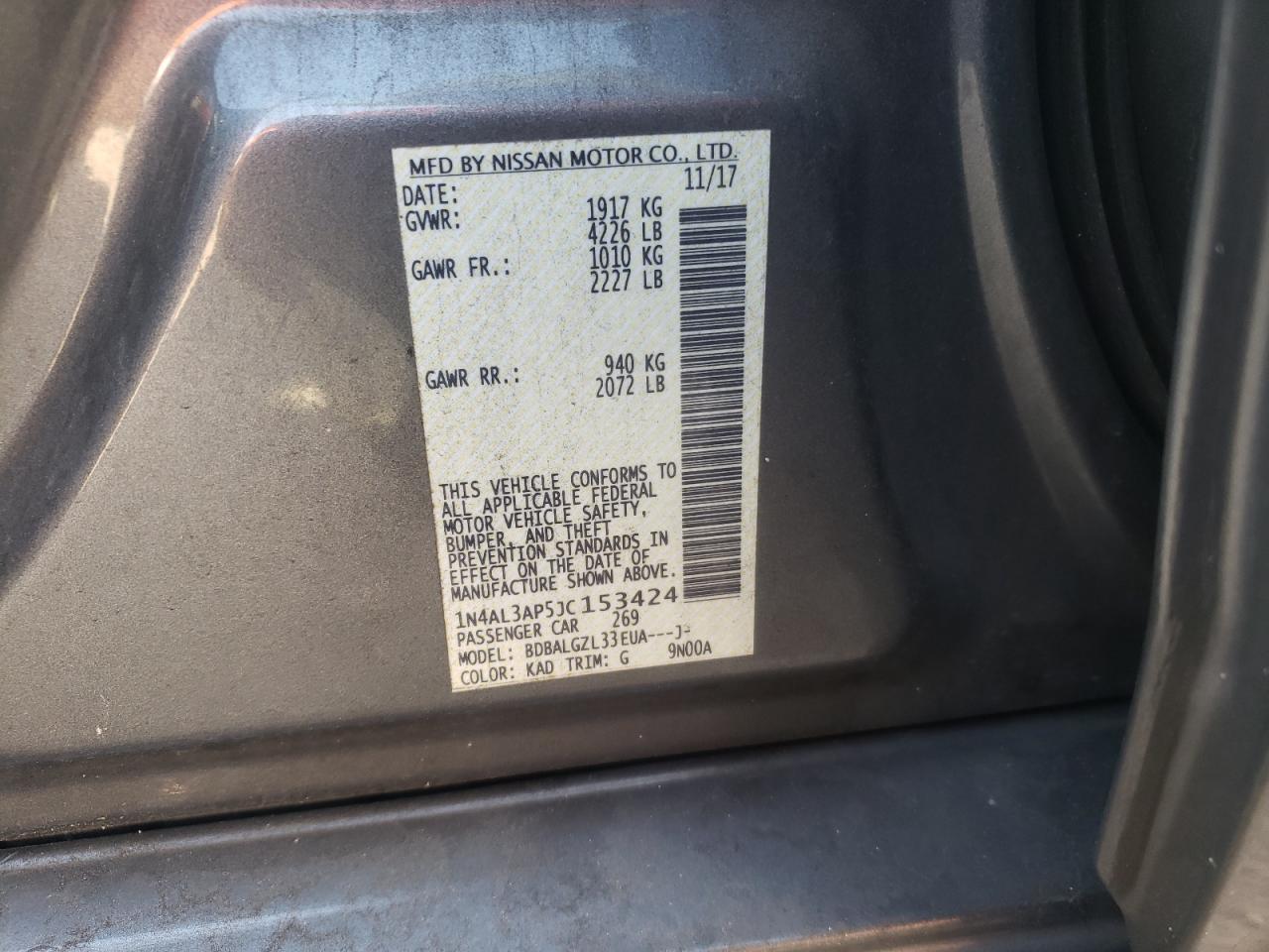 1N4AL3AP5JC153424 2018 Nissan Altima 2.5