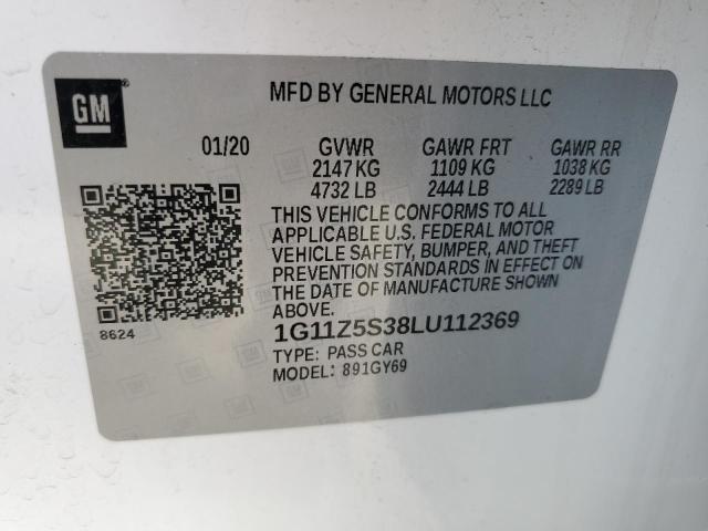 2020 Chevrolet Impala Lt VIN: 1G11Z5S38LU112369 Lot: 55648004