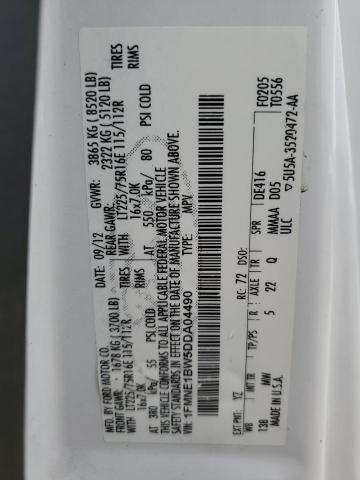 2013 Ford Econoline E150 Wagon VIN: 1FMNE1BW5DDA04490 Lot: 53867804