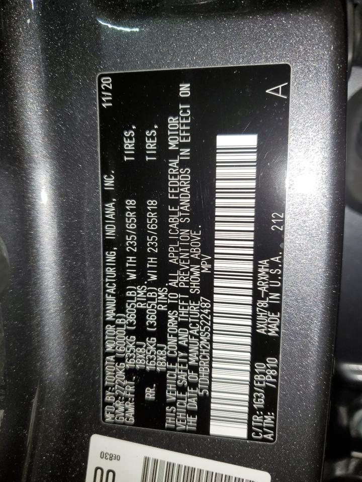 5TDHBRCH2MS522487 2021 Toyota Highlander Hybrid Xle