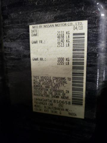 2010 Nissan Maxima S VIN: 1N4AA5AP7AC850658 Lot: 55728294