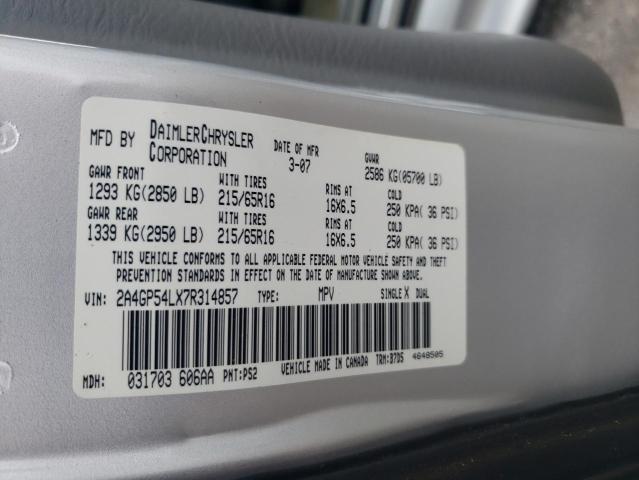 2007 Chrysler Town & Country Touring VIN: 2A4GP54LX7R314857 Lot: 55064074