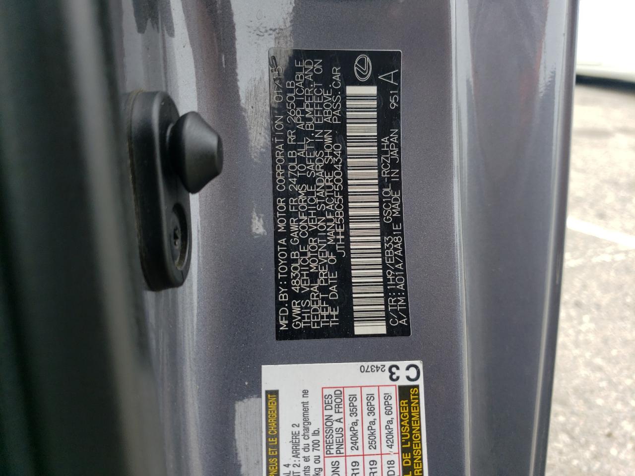 JTHHE5BC5F5004340 2015 Lexus Rc 350