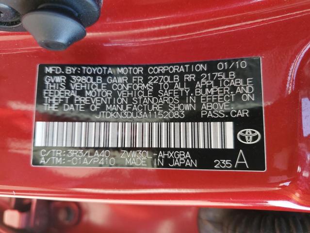 2010 Toyota Prius VIN: JTDKN3DU3A1152083 Lot: 54673934