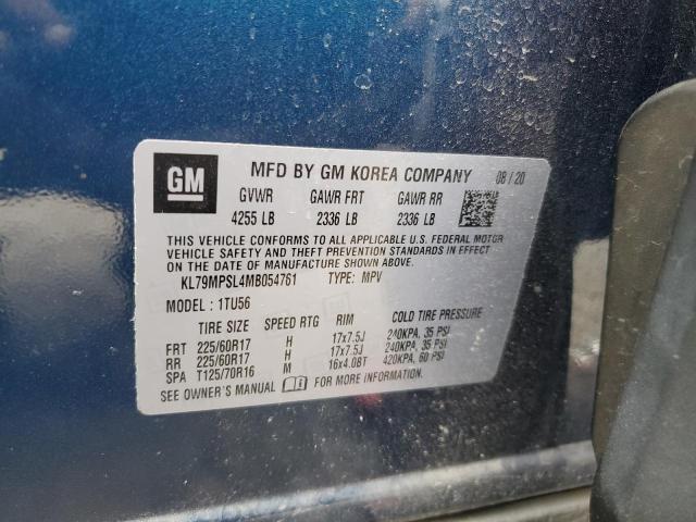 2021 Chevrolet Trailblazer Lt VIN: KL79MPSL4MB054761 Lot: 55817984