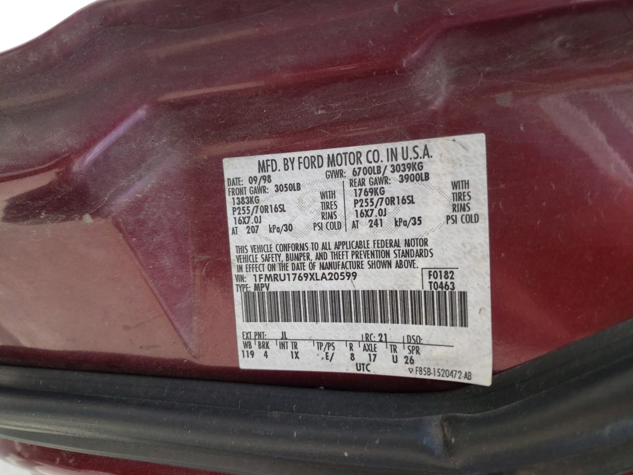 1FMRU1769XLA20599 1999 Ford Expedition