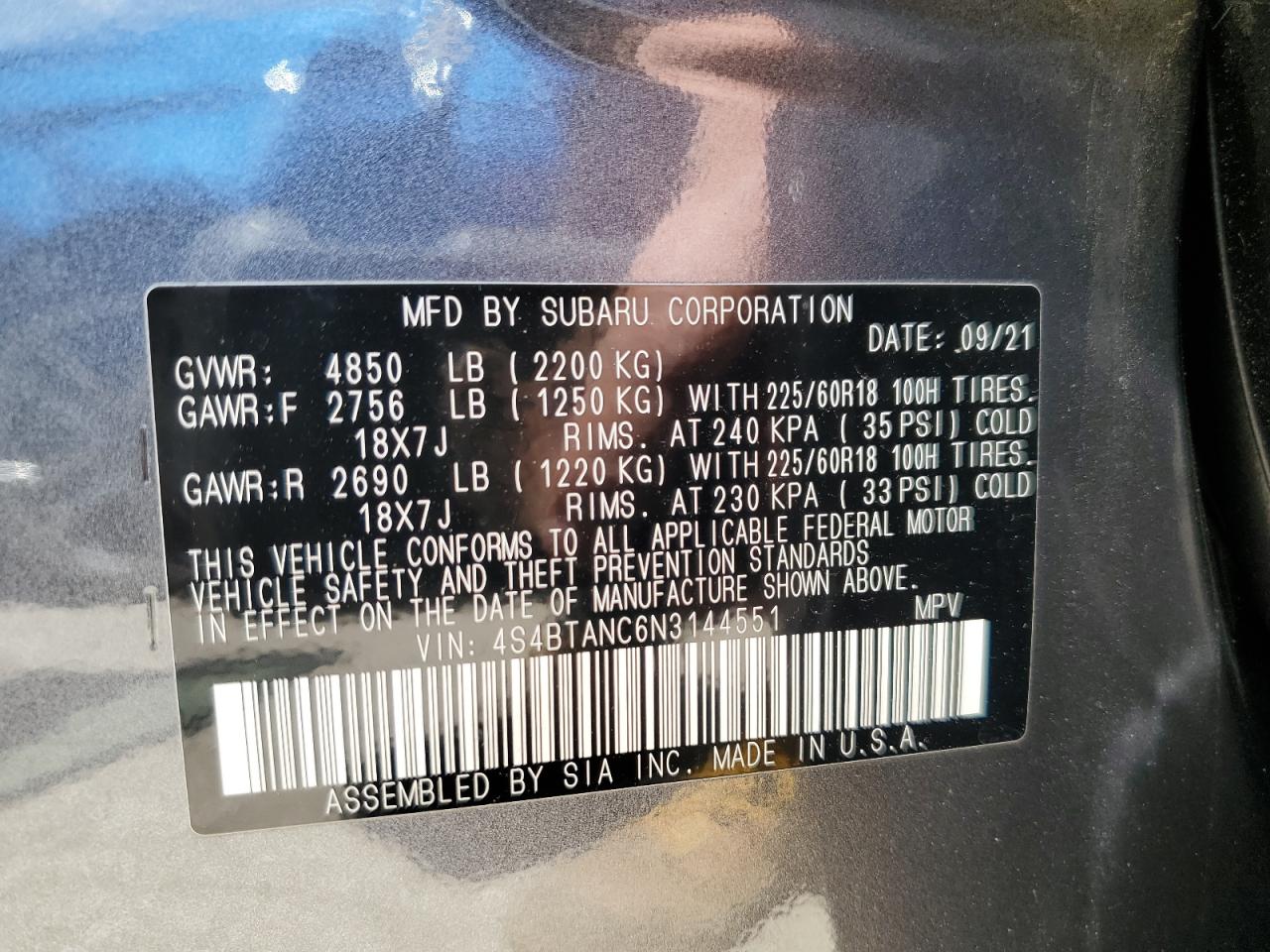 4S4BTANC6N3144551 2022 Subaru Outback Limited
