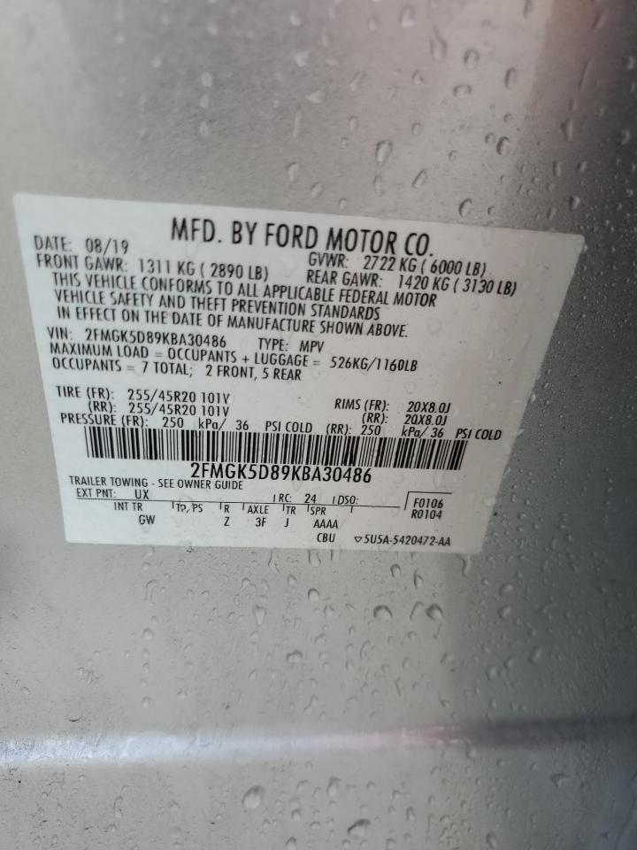 2FMGK5D89KBA30486 2019 Ford Flex Limited