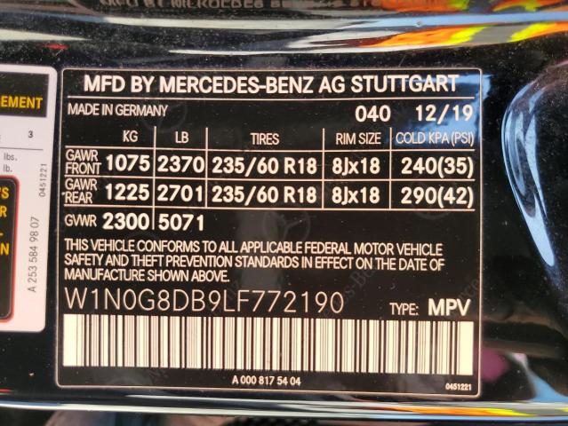 2020 Mercedes-Benz Glc 300 VIN: W1N0G8DB9LF772190 Lot: 53982864