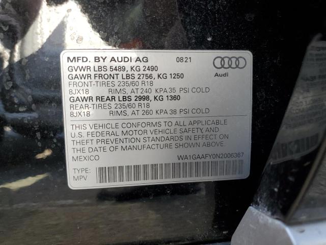 2022 Audi Q5 Premium 45 VIN: WA1GAAFY0N2006367 Lot: 53997164